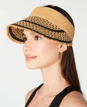 Womens Solid Straw Visor By INC