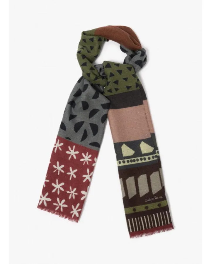 Wool Oblong Multi Shape Print Scarf