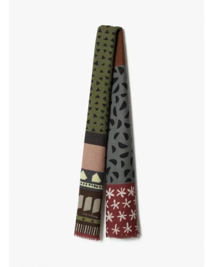 Wool Oblong Multi Shape Print Scarf