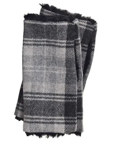 Wool Plaid Fingerless Gloves in Twilight with Assorted Faux Fur (Limited Availability)