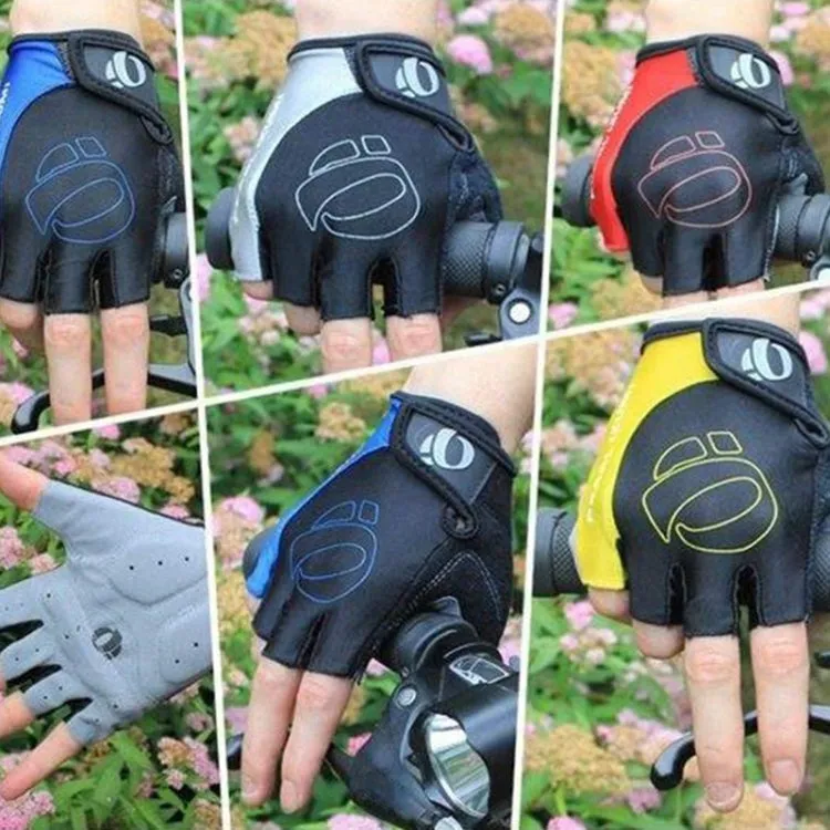 YIZIMI Anti-shock Half-finger Gloves Cycling Silicone Short Finger Gloves, Size: M(Black Gray)