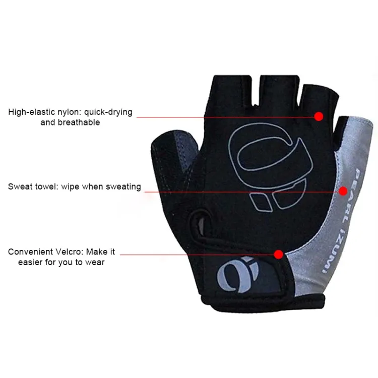 YIZIMI Anti-shock Half-finger Gloves Cycling Silicone Short Finger Gloves, Size: XL(Black Gray)